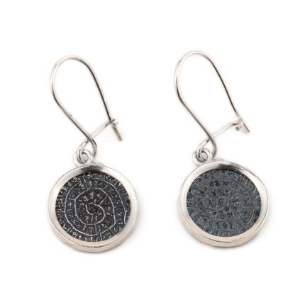 Phaistos Disk Dangle Earrings - 925 Sterling Silver