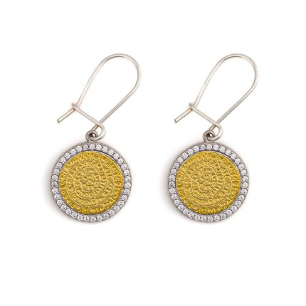 Phaistos Disk Stud Zircon Earrings