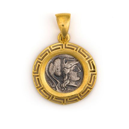 Goddess Athena Meander Pendant - 925 Sterling Silver Gold Plated