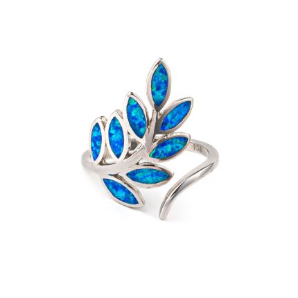 Leaf Opal Ring - 925 Sterling Silver