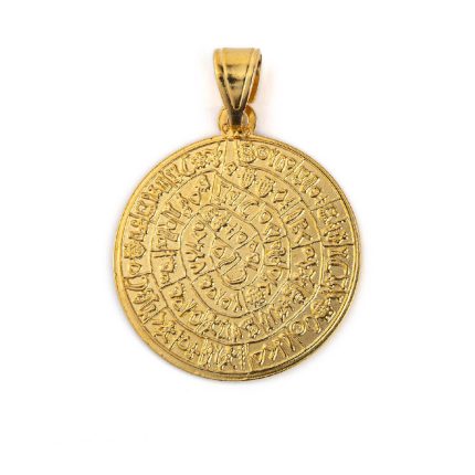 Greek Phaistos Disc Pendant - Sterling Silver and Gold Plated