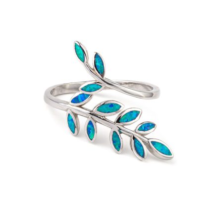 Leaf Blue Opal Ring - 925 Sterling Silver