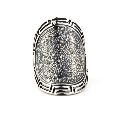 Phaistos Disc Meander Ring - 925 Sterling Silver