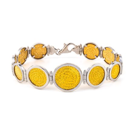 Phaistos Disc Link Bracelet - 925 Sterling Silver and Gold Plated