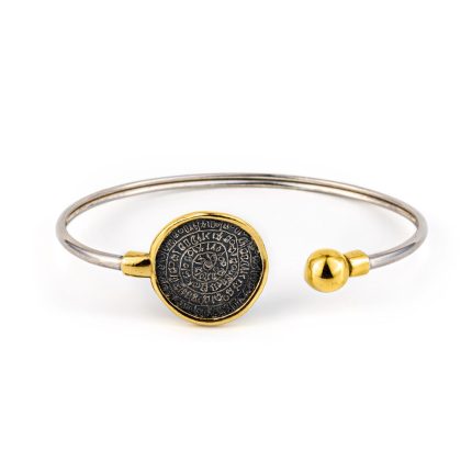 Phaistos Disc Hinge Bracelet - 925 Sterling Silver and Gold Plated