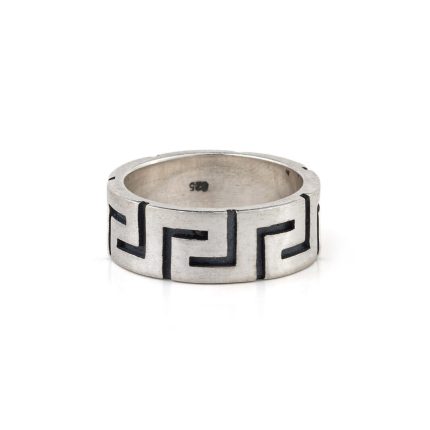 Greek Key Band Ring - 925 Sterling Silver