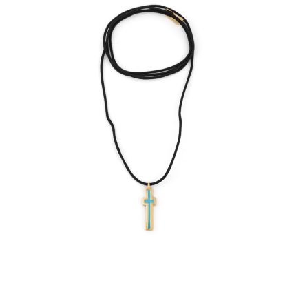 Turquoise Cross Cord Necklace