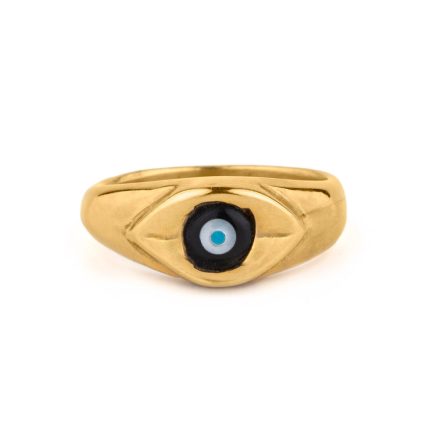 Eye Fildisi Onyx Ring - 925 Sterling Silver Gold Plated