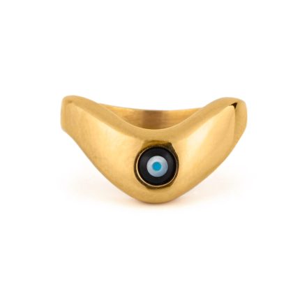 Mati Fildisi Onyx Ring - 925 Sterling Silver Gold Plated