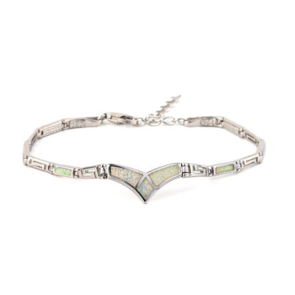 Meander Bracelet – 925 Sterling Silver with Opal