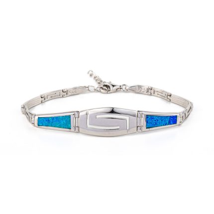 Meander Bracelet - 925 Sterling Silver with Opal