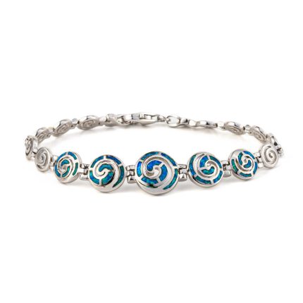 Spiral Bracelet - 925 Sterling Silver with Opal