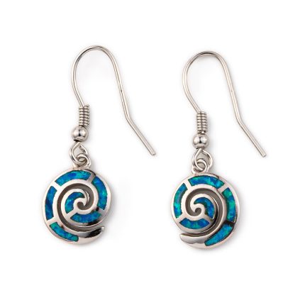 Blue opal Spiral earrings in silver