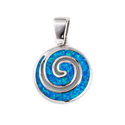 Spiral Pendant - 925 Sterling Silver with Opal
