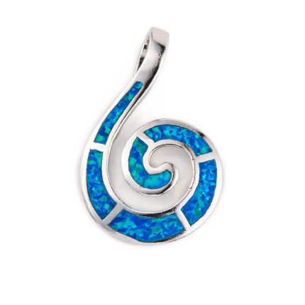 Blue Opal Spiral Pendant