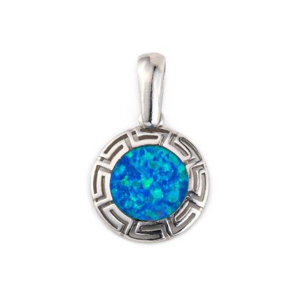 Blue Opal Silver Pendant - Meander