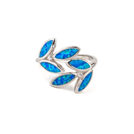 Olive Leaf Ring- 925 Sterling Silver Opal