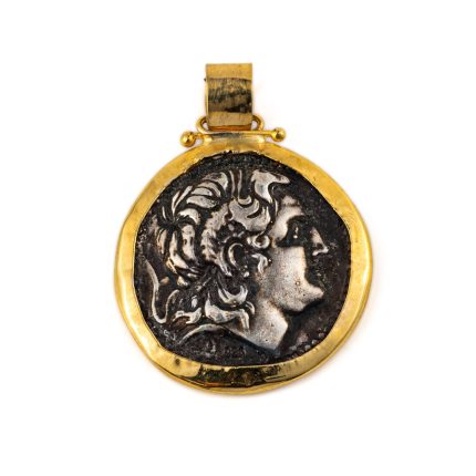 Alexander the Great Coin Pendant - 14K Gold and Sterling Silver
