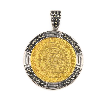 Phaistos Disc Pendant - Sterling Silver Gold Plated