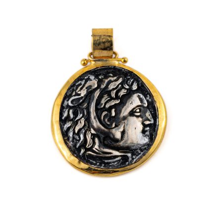 Hercules Coin Pendant - 14K Gold and Sterling Silver 925