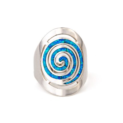 Spiral Opal Ring- 925 Sterling Silver