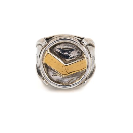 Spartan Shield Ring - 14K Gold and Sterling Silver