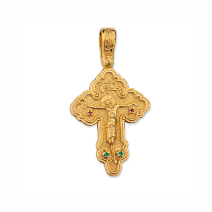 Cross Pendant – Gold Plated 925 Silver with Multicolor Zircons