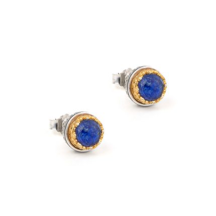 Gerochristo - Iris stud earrings in Sterling Silver with Lapis