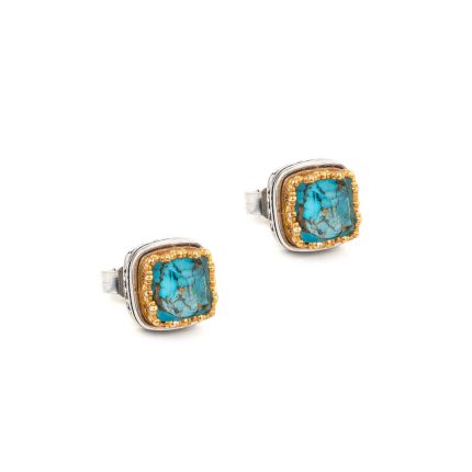 Gerochristo - Iris stud earrings with Turquoise Copper