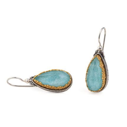 Teardrop earrings in Sterling silver with Green Copper