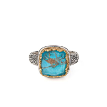 Gerochristo - Iris Turquoise Copper Ring in Sterling Silver