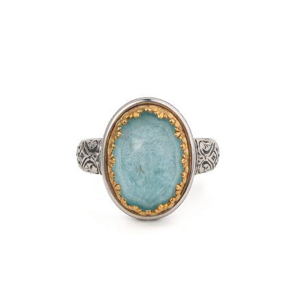 Gerochristo - Iris ring in Sterling Silver and Gold Plated with Amazonite