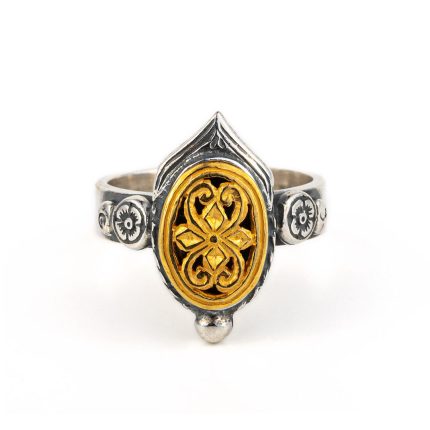 Engraved ring - 925⁰ sterling silver and gold plated
