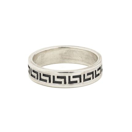 Greek Meander Ring – 925 Silver Band with Ancient Motif