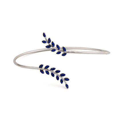Olive Bangle Bracelet with Lapis – 925 Sterling Silver