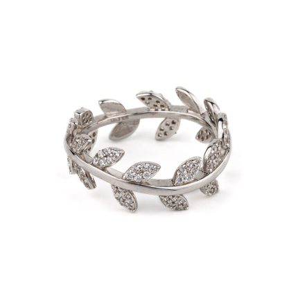 Olive Leaf Zircon Ring - 925 Sterling Silver