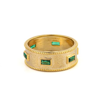 Green Zircon Ring - 925 Sterling Silver and Gold Plated