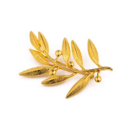 Olive Leaves Brooch - 925 Sterling Silver and Gold Plated