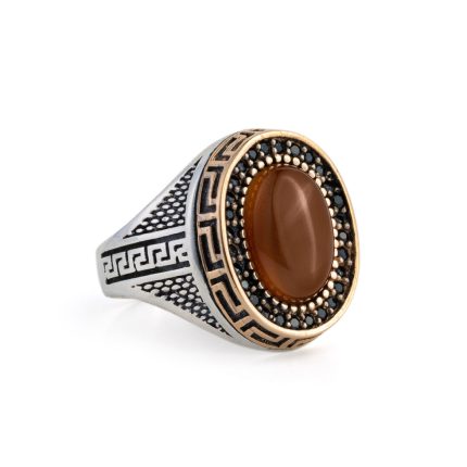 Greek Key Cornelius Ring - 925 Sterling Silver Gold Plated