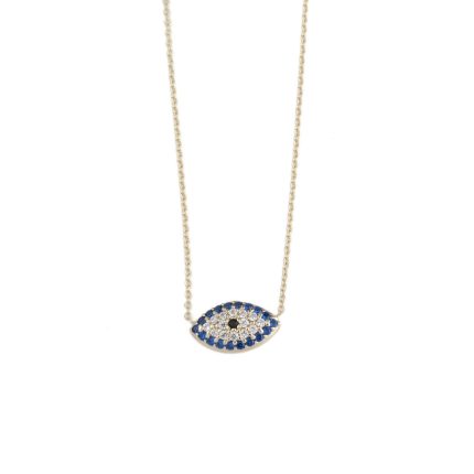 Eye Blue Zircon Necklace – 9K Gold