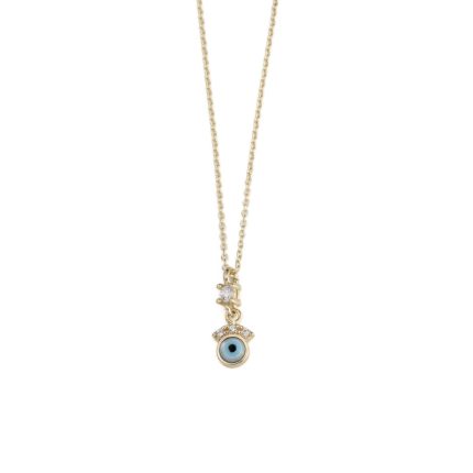 Dainty White Eye Necklace – 9K Gold