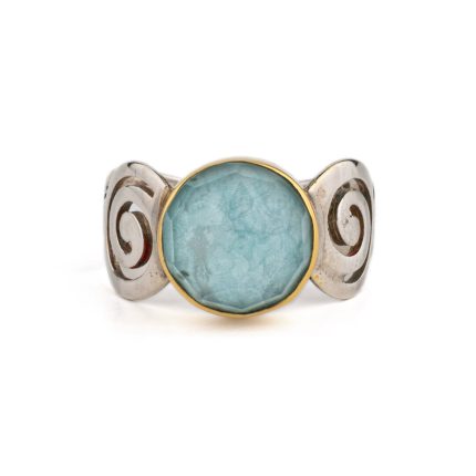 Amazonite Ring Spiral Ring - 18K Gold and 925 Sterling Silver