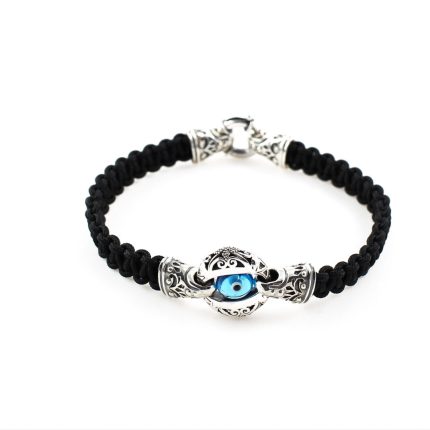 Evil Eye Macrame Bracelet - Sterling Silver Yianni Jewelry