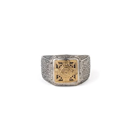 Monastiraki men Ring in 18K Gold and Sterling Silver