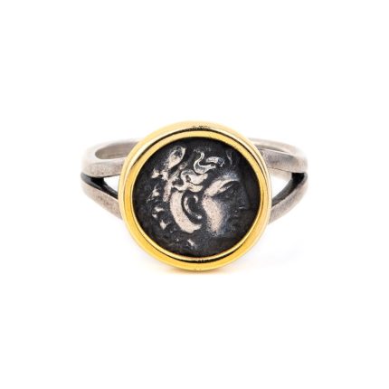 Hercules Coin Ring - 14k Gold and Sterling Silver
