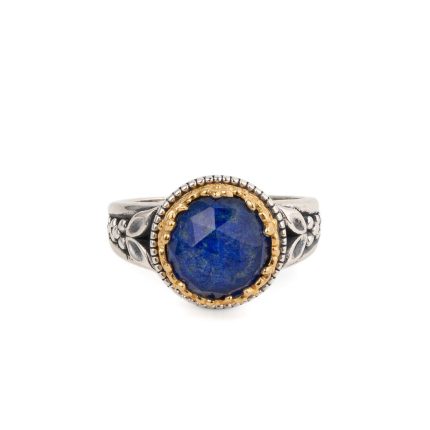 Gerochristo - Dione round ring in sterling silver with Lapis