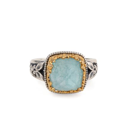 Gerochristo - Dione square ring in sterling silver with Amazonite