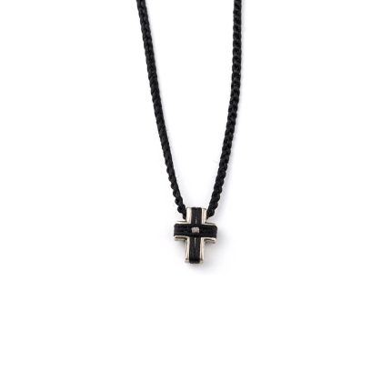 Babylonia Cross Necklace Black - Sterling Silver