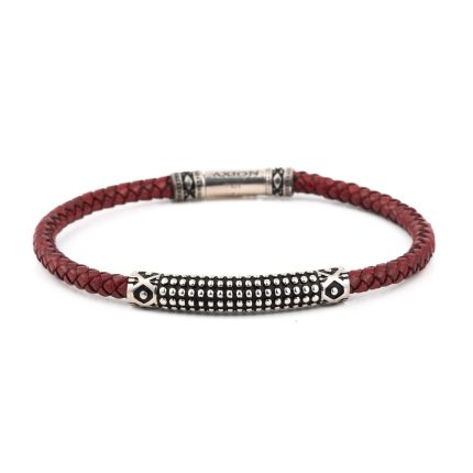 Sterling Silver Leather Sea Urchin Bracelet