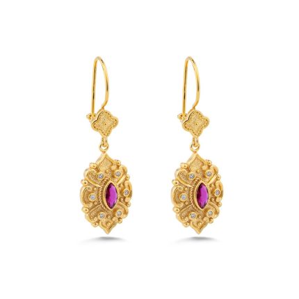 Byzantine Flower Earrings with Zircon